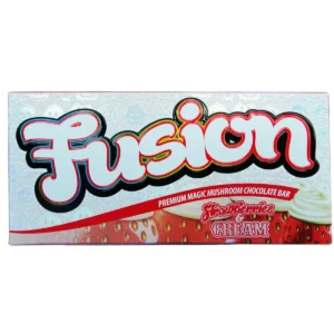 Fusion Bar Strawberry and Cream – smooth white chocolate infused with sweet strawberry flavor for a creamy, fruity, and indulgent treat.
