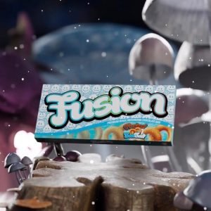 Fusion Chocolate Bar Pretzel And SeaSalt– a rich chocolate bar blended with crunchy pretzel pieces and a hint of sea salt, elegantly wrapped and displayed on a clean background."